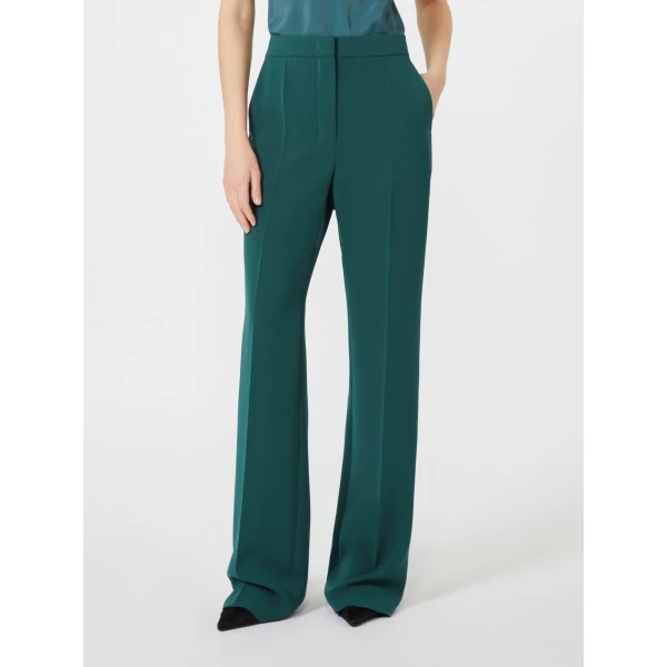 Max Mara Eliseo Tuxedo-Style Cady Trousers in Dark Green | Tailored pants | Luxury Shoes 