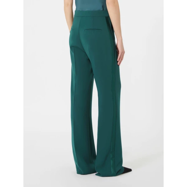 Max Mara Eliseo Tuxedo-Style Cady Trousers in Dark Green | Tailored pants | Luxury Shoes 