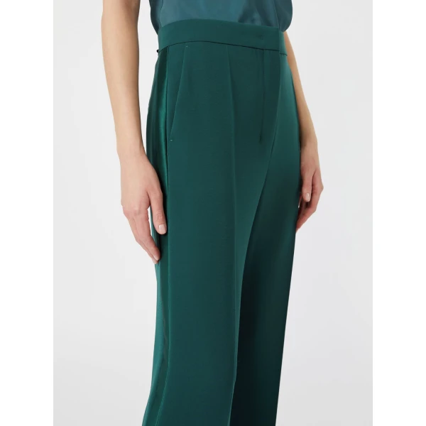 Max Mara Eliseo Tuxedo-Style Cady Trousers in Dark Green | Tailored pants | Luxury Shoes 