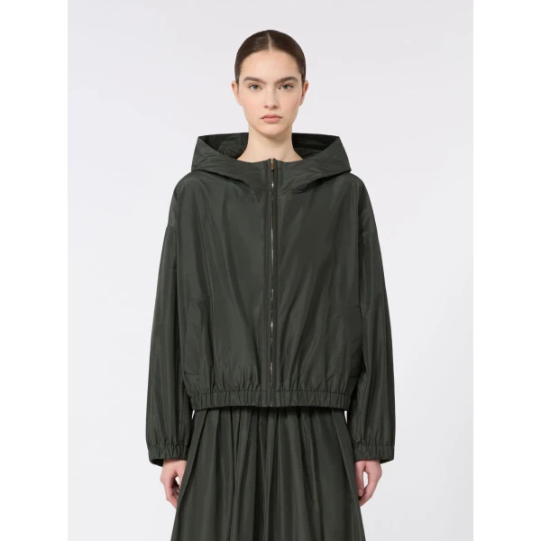 Max Mara Eliseo Water-Repellent Taffeta Hooded Jacket in Dark Green | Jackets | Luxury Shoes 