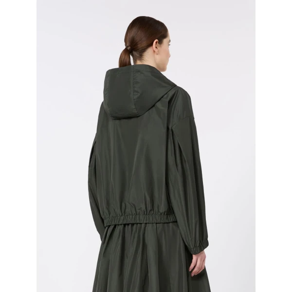 Max Mara Eliseo Water-Repellent Taffeta Hooded Jacket in Dark Green | Jackets | Luxury Shoes 