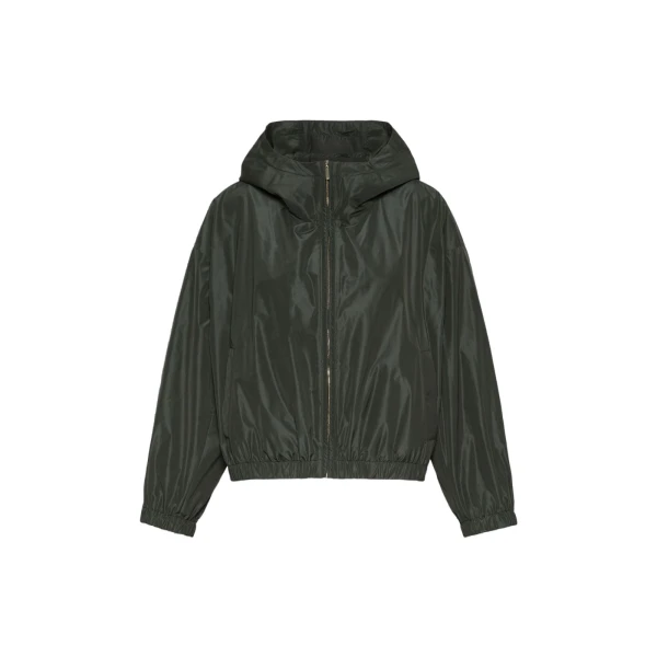 Max Mara Eliseo Water-Repellent Taffeta Hooded Jacket in Dark Green | Jackets | Luxury Shoes 