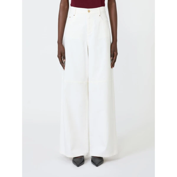 Max Mara Ellisse Cotton Bull Wide-Leg Trousers in White | Wide leg pants | Luxury Shoes 