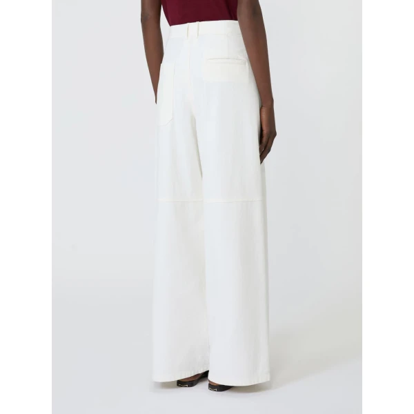 Max Mara Ellisse Cotton Bull Wide-Leg Trousers in White | Wide leg pants | Luxury Shoes 