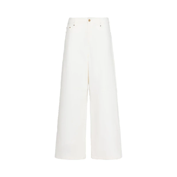 Max Mara Ellisse Cotton Bull Wide-Leg Trousers in White | Wide leg pants | Luxury Shoes 