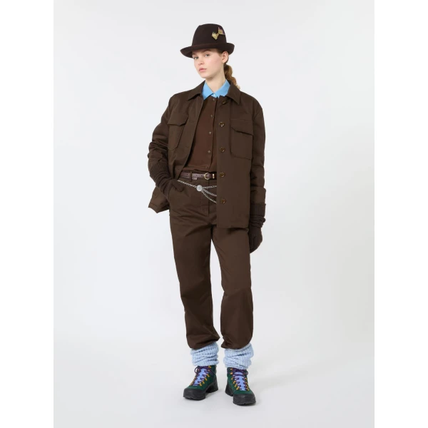 Max Mara Elmo Cotton Satin Short Jacket in Brown | Blazers | Luxury Shoes 