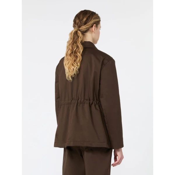Max Mara Elmo Cotton Satin Short Jacket in Brown | Blazers | Luxury Shoes 