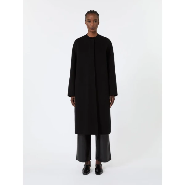 Max Mara Elodia Double Wool Broadcloth Coat in Black | Wool Coat | Luxury Shoes 