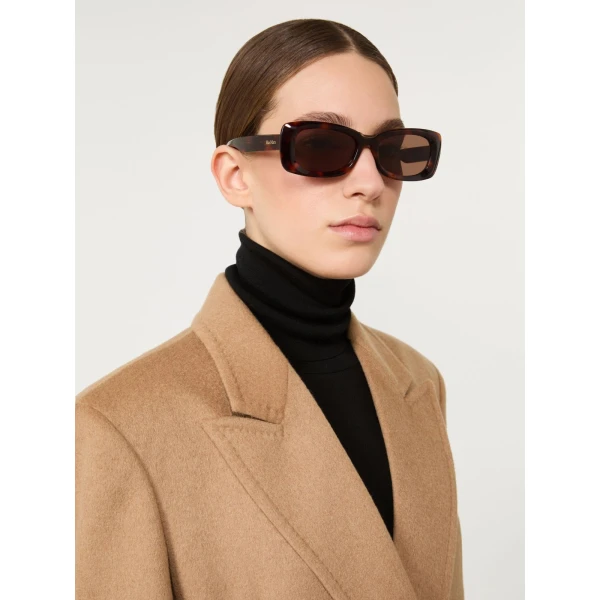 Max Mara Elodia Rectangular Sunglasses in Tawny Bronze Brown | Sunglasses | Luxury Shoes 