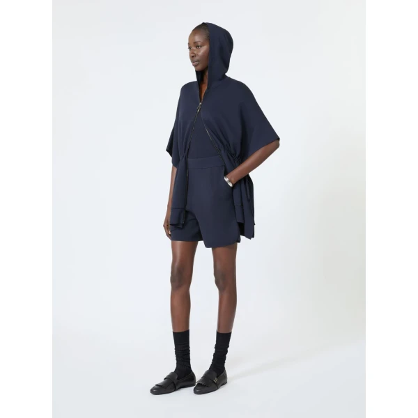Max Mara Elogio Viscose Crepe Hooded Cardigan in Ultramarine | Cardigan | Luxury Shoes 