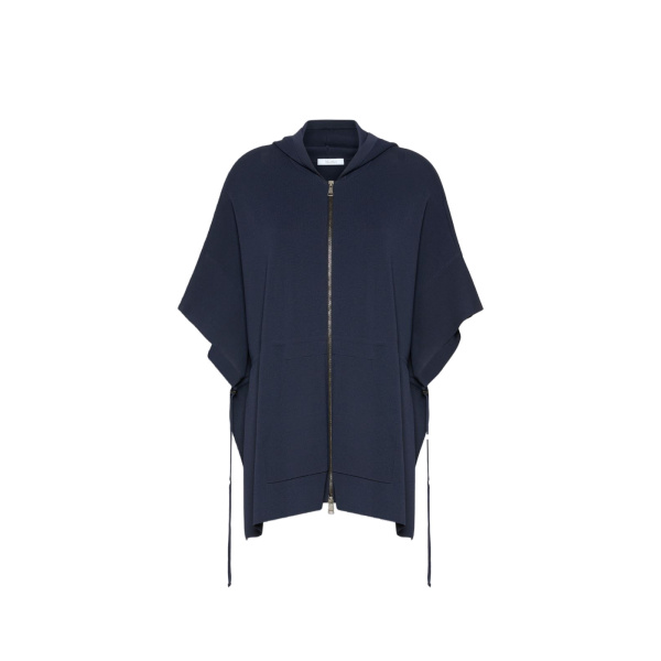Max Mara Elogio Viscose Crepe Hooded Cardigan in Ultramarine | Cardigan | Luxury Shoes 