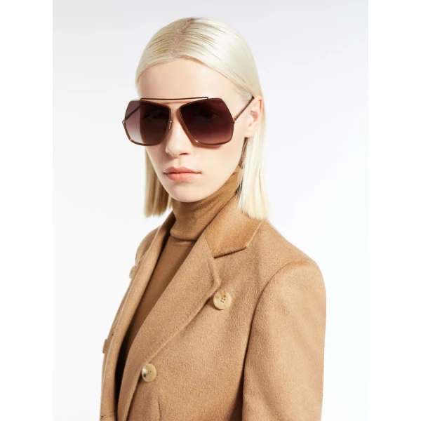 Max Mara Elsa Geometric Sunglasses in Camel | Sunglasses | Luxury Shoes 