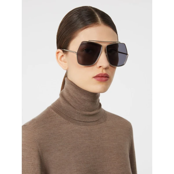 Max Mara Elsa Geometric Sunglasses in Pink | Sunglasses | Luxury Shoes 