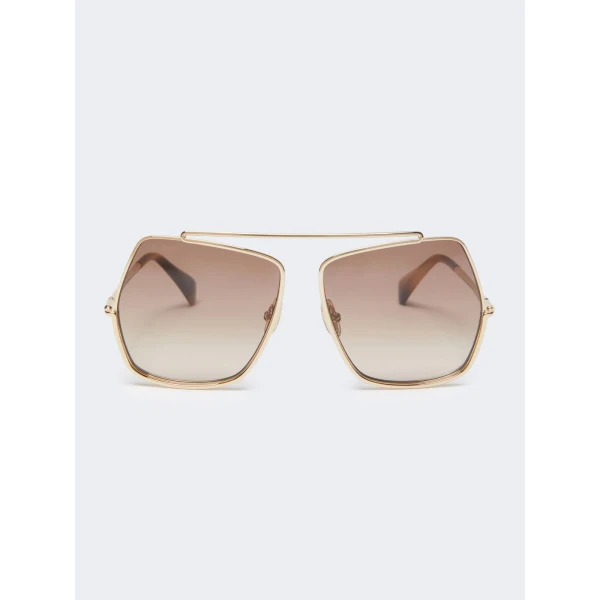 Max Mara Elsapetite Geometric Sunglasses in Brown | Sunglasses | Luxury Shoes 