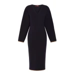 Max Mara Emiro Stretch Viscose Knit Midi Dress in Midnight Blue | Midi Dresses | Luxury Shoes 
