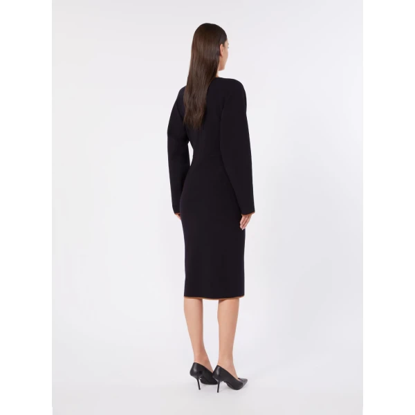 Max Mara Emiro Stretch Viscose Knit Midi Dress in Midnight Blue | Midi Dresses | Luxury Shoes 