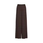 Max Mara Emiro Wide Glen Plaid Jersey Trousers in Brown Bordeaux | Wide leg pants | Luxury Shoes 