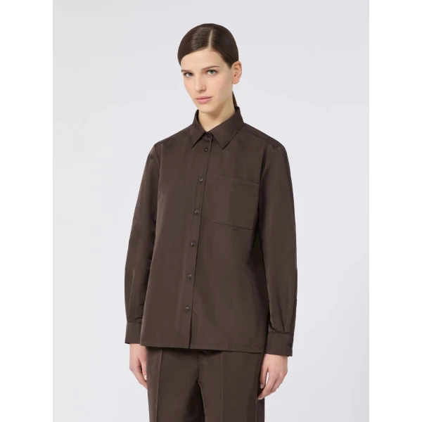 Max Mara Entrata Silk-Blend Radzimir Shirt in Dark Brown | Shirts | Luxury Shoes 