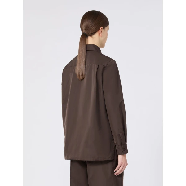 Max Mara Entrata Silk-Blend Radzimir Shirt in Dark Brown | Shirts | Luxury Shoes 
