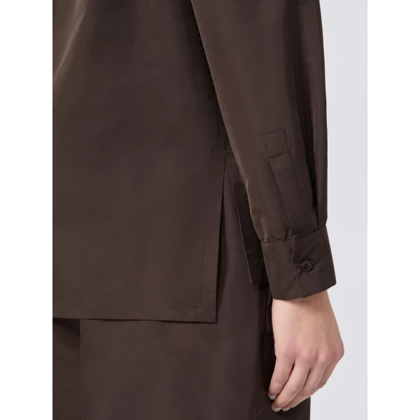 Max Mara Entrata Silk-Blend Radzimir Shirt in Dark Brown | Shirts | Luxury Shoes 