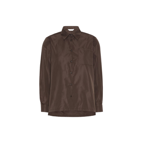 Max Mara Entrata Silk-Blend Radzimir Shirt in Dark Brown | Shirts | Luxury Shoes 