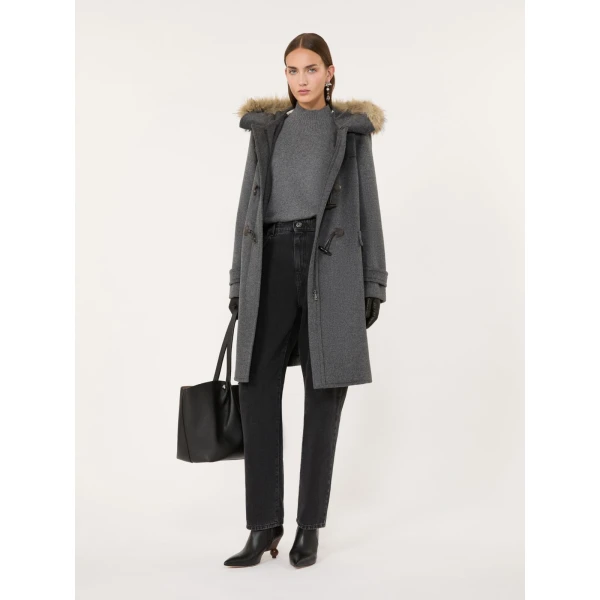 Max Mara Epica Hooded Double Wool Coat in Medium Grey | Wool Coat | Luxury Shoes 
