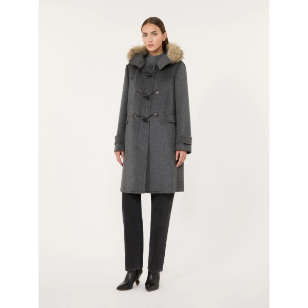 Max Mara Epica Hooded Double Wool Coat in Medium Grey | Wool Coat | Luxury Shoes 