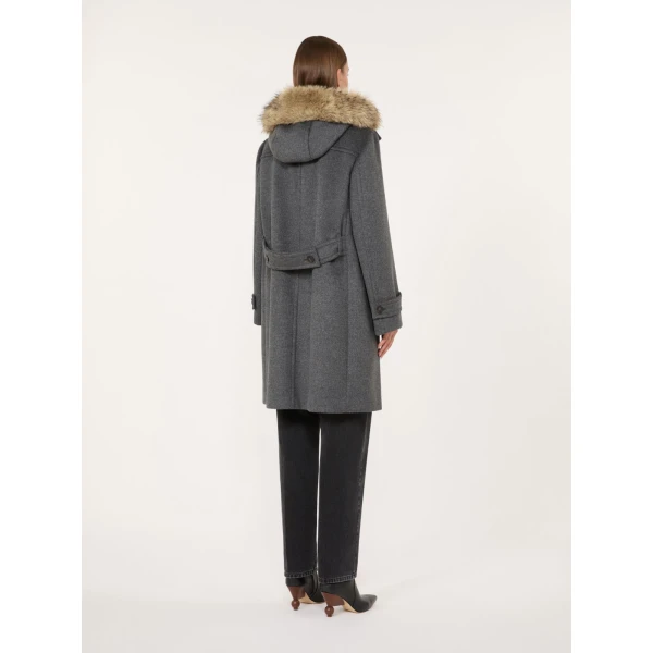 Max Mara Epica Hooded Double Wool Coat in Medium Grey | Wool Coat | Luxury Shoes 