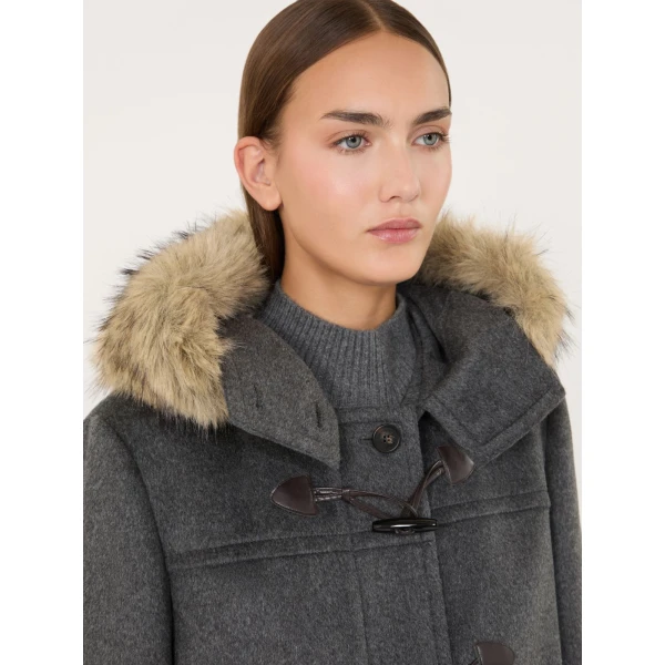 Max Mara Epica Hooded Double Wool Coat in Medium Grey | Wool Coat | Luxury Shoes 