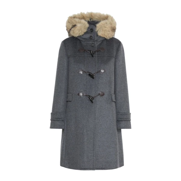 Max Mara Epica Hooded Double Wool Coat in Medium Grey | Wool Coat | Luxury Shoes 