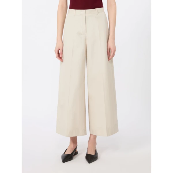 Max Mara Epoca Cotton Poplin Wide-Leg Trousers in Beige | Wide leg pants | Luxury Shoes 