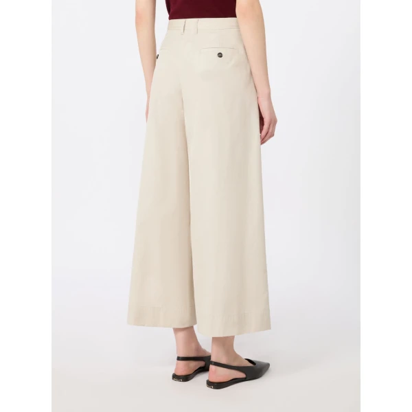 Max Mara Epoca Cotton Poplin Wide-Leg Trousers in Beige | Wide leg pants | Luxury Shoes 