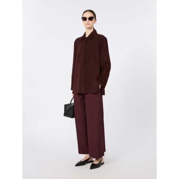 Max Mara Epoca Cotton Poplin Wide-Leg Trousers in Dark Red | Wide leg pants | Luxury Shoes 