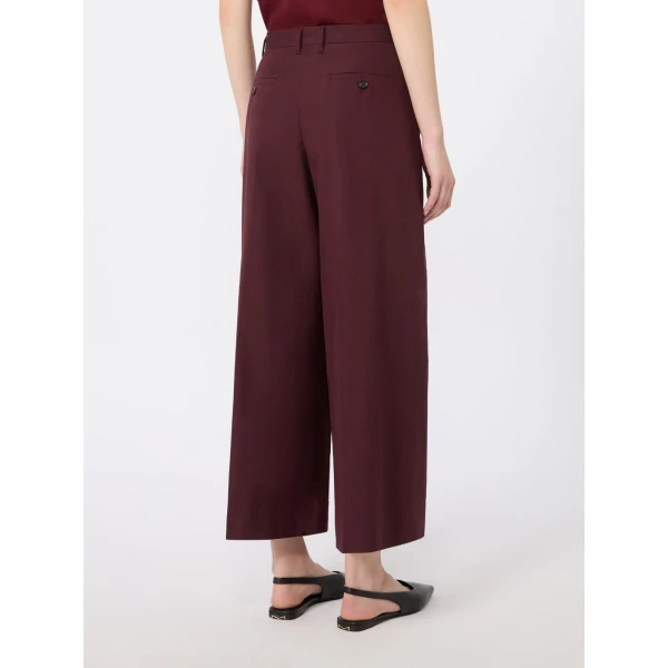 Max Mara Epoca Cotton Poplin Wide-Leg Trousers in Dark Red | Wide leg pants | Luxury Shoes 