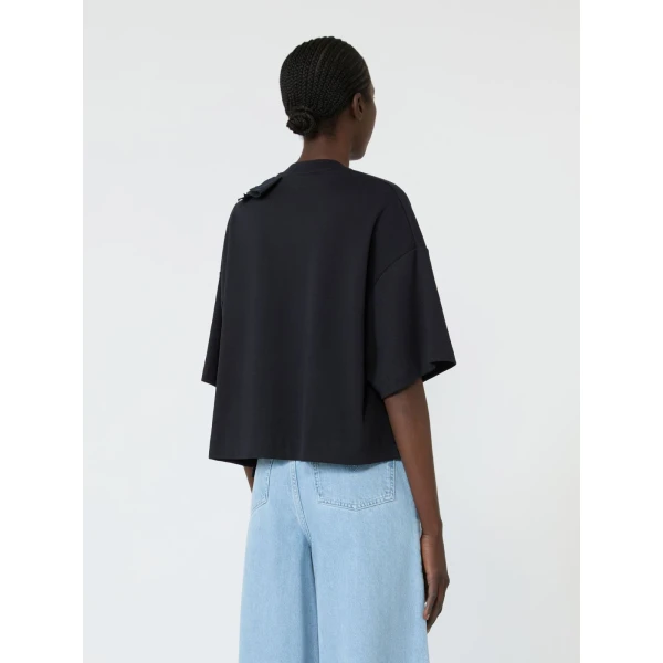 Max Mara Era Frilly Jersey T-Shirt in Ultramarine | T-shirts | Luxury Shoes 