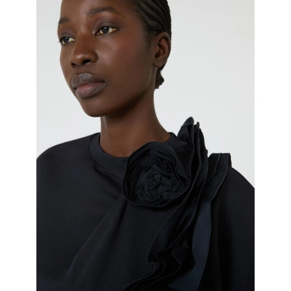 Max Mara Era Frilly Jersey T-Shirt in Ultramarine | T-shirts | Luxury Shoes 