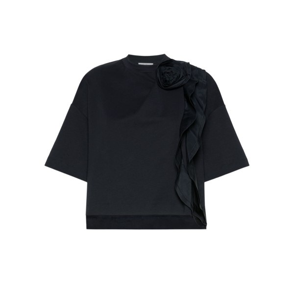 Max Mara Era Frilly Jersey T-Shirt in Ultramarine | T-shirts | Luxury Shoes 