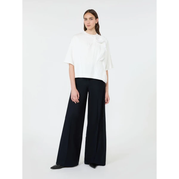Max Mara Era Frilly Jersey T-Shirt in White | T-shirts | Luxury Shoes 