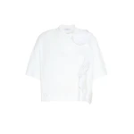 Max Mara Era Frilly Jersey T-Shirt in White | T-shirts | Luxury Shoes 