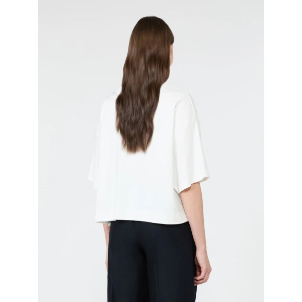 Max Mara Era Frilly Jersey T-Shirt in White | T-shirts | Luxury Shoes 
