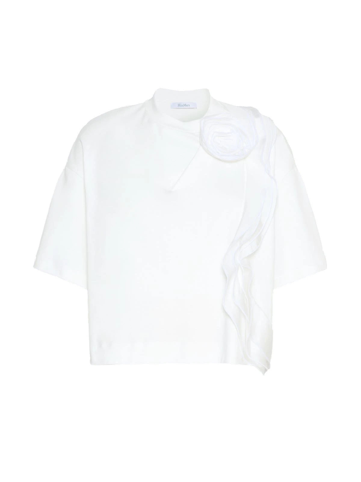 Max Mara Era Frilly Jersey T-Shirt in White Max Mara Era Frilly Jersey T-Shirt in White | T-shirts | Luxury Shoes