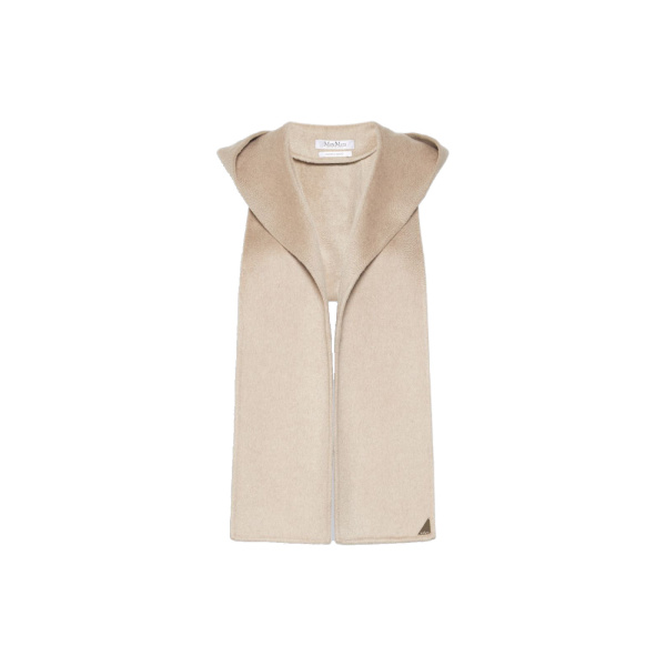 Max Mara Erba Hooded Cashmere Scarf in Sand | Scarves | Luxury Shoes 