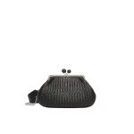 Max Mara Ere Medium Woven Leather Pasticcino Bag in Black | Clutch Bags | Luxury Shoes 