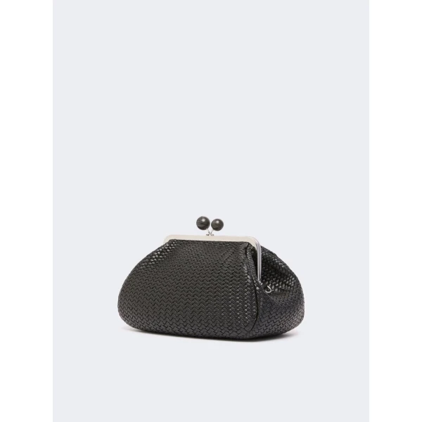 Max Mara Ere Medium Woven Leather Pasticcino Bag in Black | Clutch Bags | Luxury Shoes 
