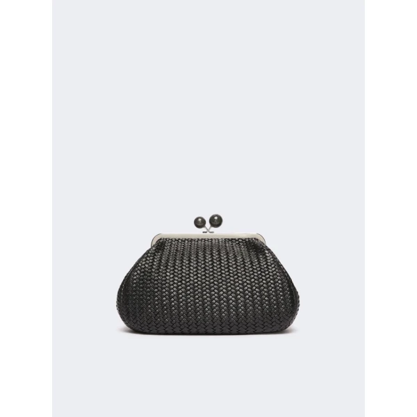 Max Mara Ere Medium Woven Leather Pasticcino Bag in Black | Clutch Bags | Luxury Shoes 