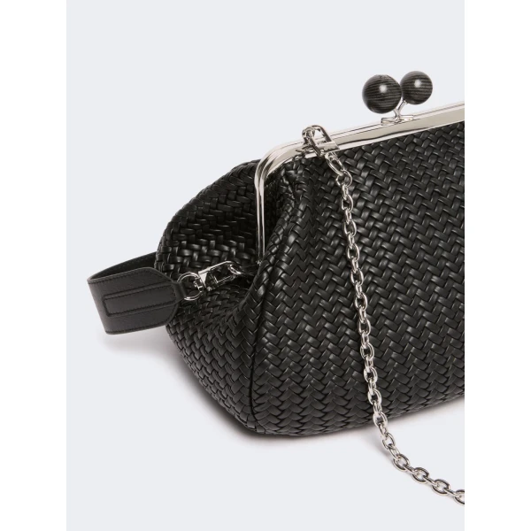 Max Mara Ere Medium Woven Leather Pasticcino Bag in Black | Clutch Bags | Luxury Shoes 