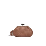 Max Mara Ere Medium Woven Leather Pasticcino Bag in Tobacco | Clutch Bags | Luxury Shoes 