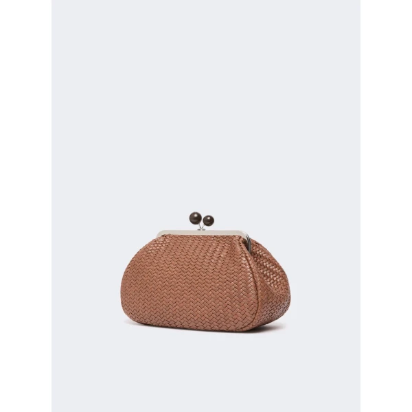 Max Mara Ere Medium Woven Leather Pasticcino Bag in Tobacco | Clutch Bags | Luxury Shoes 