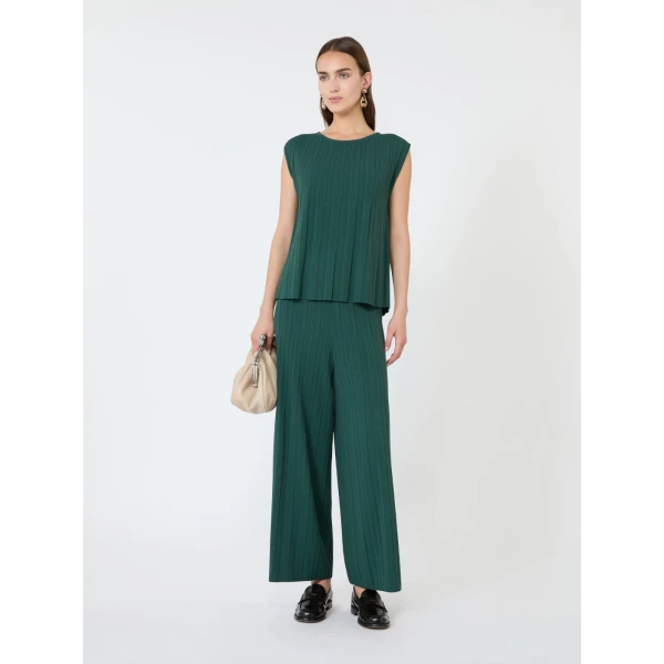 Max Mara Ere Plisse Viscose Sleeveless Jumper in Green | Sweaters | Luxury Shoes 