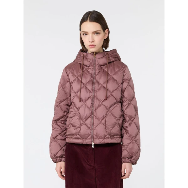 Max Mara Eris Water-Repellent Diamond-Quilted Padded Jacket in Wine | Jackets | Luxury Shoes 